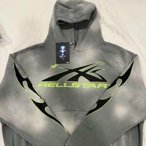 Hellstar Gray Hoodie with Neon Accents
